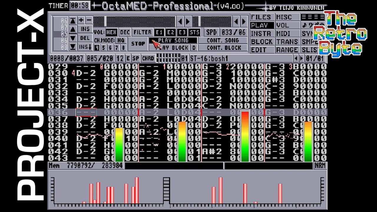 Project X, Amiga OctaMED view [60FPS]